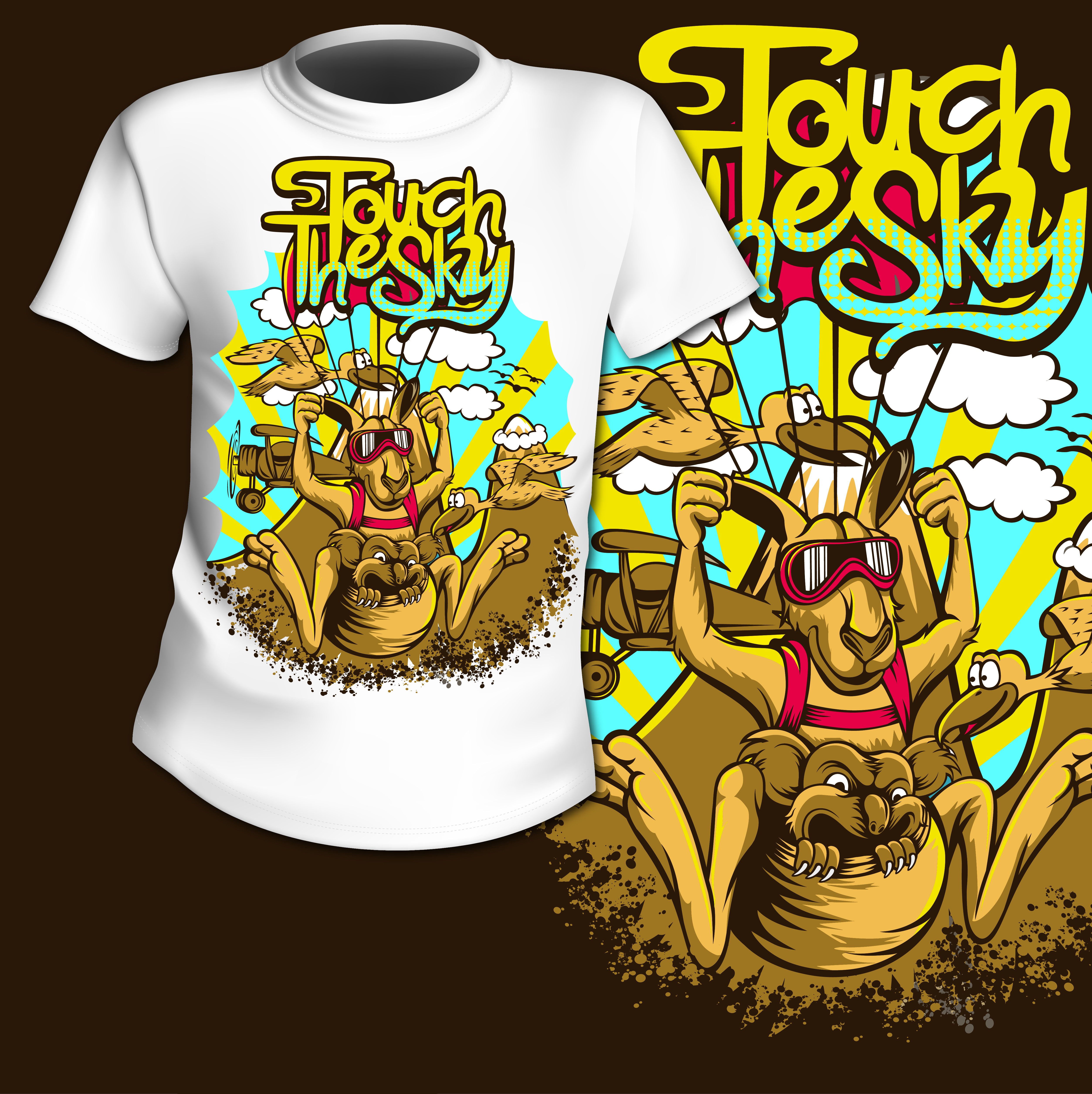 Touch the Sky T-Shirt Mockup EPS Vector Resource